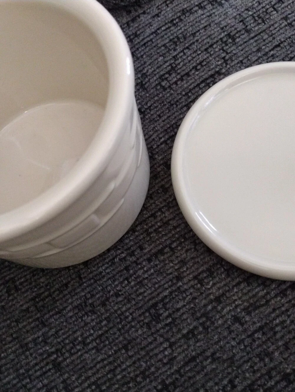 Longaberger Ceramic Crock With Lid.  Decorative Storage Jar.